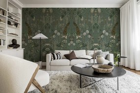 Fototapet, Peacock Garden, Green, Rebel Walls