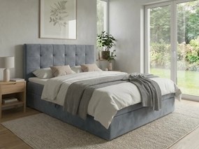 Pat tapițat boxspring DIRELIS TRINITY 160x200 cm gri Saltea: Saltea cu arcuri Bonell