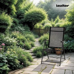 Scaun de grădină pliabil Lugo cu cadru metalic, negru