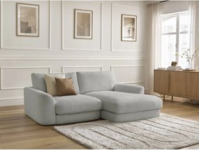 Colțar gri deschis cu tapițerie din țesătură bouclé (cu colț pe partea dreaptă/cu șezlong) Leonore – Bobochic Paris