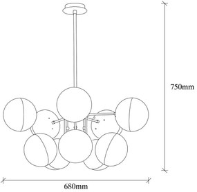 Lustră pe tijă KARSOR 10xE27/40W/230V