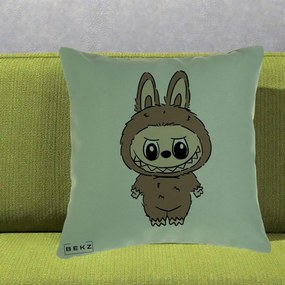 Perna Personalizata Labubu Maro Natural Solo, 40x40 cm, Verde, Husa Detasabila, Perna Inclusa, BEKZ®