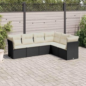 vidaXL Set mobilier de grădină cu perne, 6 piese, negru, poliratan