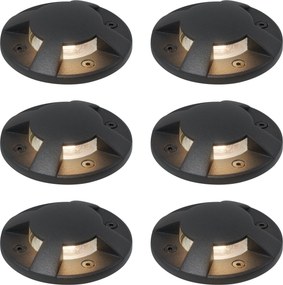Set de 6 spoturi de sol moderne negre GU10 50mm cu efect de 4 lumini IP65 - Cellar
