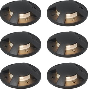 Set de 6 spoturi moderne de sol negre GU10 50mm Efect de 4 lumini IP65 - Cellar