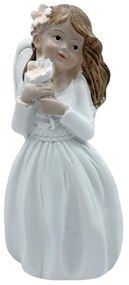 Figurina Inger cu floare in maini, Elsa, Alb, 15cm