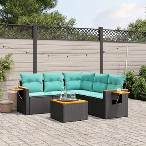vidaXL Set canapele de grădină cu perne, 6 piese, negru, poliratan