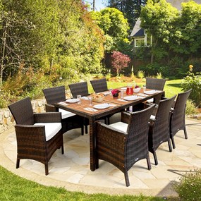 Deuba Set ratan de gradina Berlin 1+8 - maro/lemn