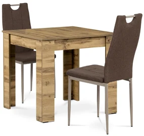 Set de sufragerie din MDF cu 2 scaune maro, 80 x80 x 75 cm, stejar Sonoma