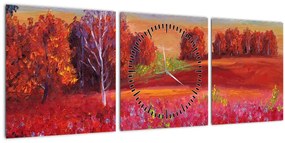 Tablou - Peisaj roșu (cu ceas) (90x30 cm)