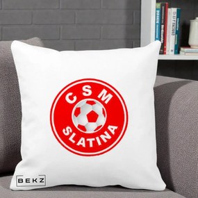 Perna Personalizata CSM Slatina Fotbal, 40x40 cm, Alba Mata, Husa Detasabila, Perna Inclusa, BEKZ®