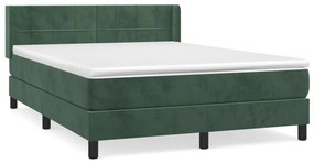 3130958 vidaXL Pat box spring cu saltea, verde închis, 140x190 cm, catifea