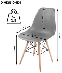 Miadomodo Set de 2 scaune de sufragerie cu scaun din plastic