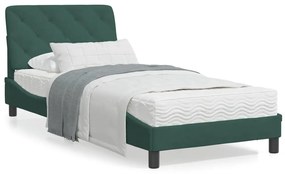 3213834 vidaXL Cadru de pat cu lumini LED, verde închis, 90x200 cm, catifea