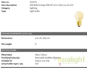 Set de 4 becuri E27 LED Bulb A shape 4W E27 111175 HZ