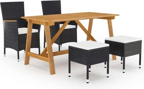 vidaXL Set mobilier de grădină, 5 piese, negru