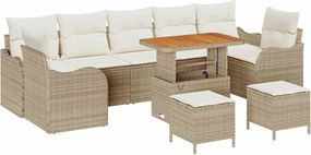 vidaXL Set de canapele pentru grădină cu pernă 10 pcs Bej poliratan