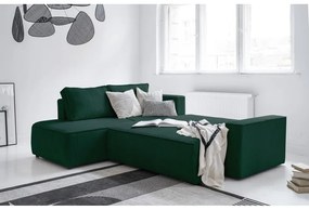 Colțar verde închis extensibil cu tapițerie din catifea reiată (cu colț pe partea stângă ) Brave Dave – Miuform