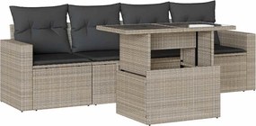 vidaXL Set canapele de grădină cu perne, 5 piese gri deschis poliratan