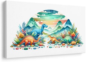 Tablou dinozauri colorați în munți