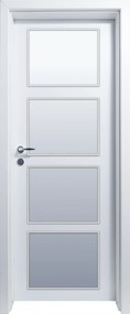 Usa HDF cu toc reglabil din MDF PAL - Colectia QUADRAT 4.1 - Culoare Alb Toc fix drept 90mm, Alb, Folie Decor