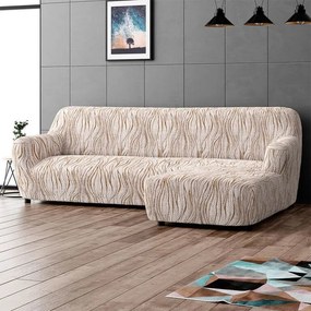 Gaico Huse bielastice UNIVERSO NOU bej cu dungi canapea cu otoman dreapta (l. 170 - 300 cm)
