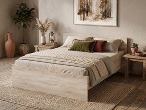 Pat ELISA 140 x 200 cm, stejar sonoma Saltea: Saltea Coco Maxi 20 cm, Somiera: cu somiera din lamele