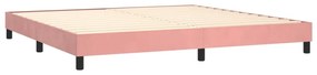 Pat box spring cu saltea, roz, 200x200 cm, catifea Roz, 25 cm, 200 x 200 cm