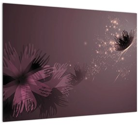 Tablou pe sticlă - Floare și fluture (70x50 cm)
