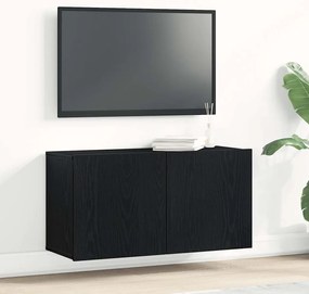 vidaXL Comodă TV din stejar negru, 80x30x41 cm, lemn stratificat