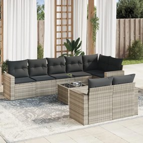 vidaXL Set canapele de grădină cu perne, 9 piese gri deschis poliratan