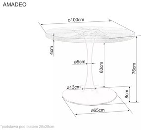 Masa rotunda de dining AMADEO 100x100 cm, decor nuc