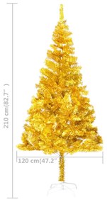 Set brad de Craciun artificial cu LEDgloburi auriu 210 cm PET Auriu, 210 x 120 cm, 1