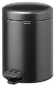 Cos cu pedala Brabantia NewIcon 1008838, 5 L, Inchidere lina, Baza antiderapanta, Gri inchis