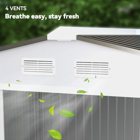 Outsunny Magazie Grădină cu Uși Glisante Duble, Sopron din Oțel și PP, Dimensiune Mare, Argintiu | Aosom Romania