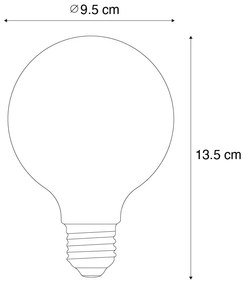 Set 5 becuri Bec LED E27 reglabil opalin G95 5W 450lm 2700K