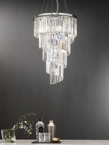 Ondaluce - Lustru din cristal suspendat pe cablu ALEXANDER 7xE14/10W/230V crom lucios