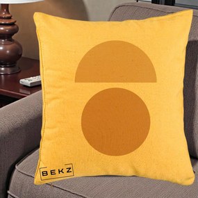 Perna Decorativa Geometric Minimalist Auriu, 40x40 cm, Galben, Husa Detasabila, Perna Inclusa, BEKZ®