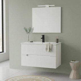 Trent 80 dulap de baie inferior cu chiuvetă ceramică 2 sertare, alb