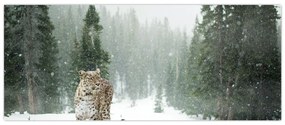 Tablou cu leopard în zăpadă (120x50 cm)