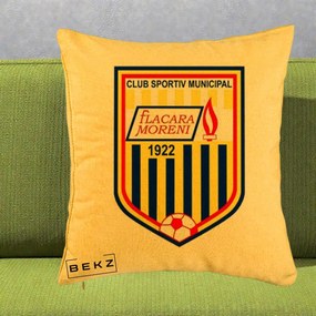 Perna Personalizata CSM Flacara Moreni 1922 Fotbal, 40x40 cm, Galben, Husa Detasabila, Perna Inclusa, BEKZ®