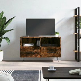 Comoda TV, stejar fumuriu, 80x36x50 cm, lemn prelucrat
