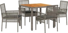 vidaXL Set de masă pentru grădină 5 pcs Gri poliratan
