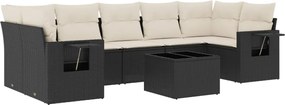 vidaXL Set mobilier de grădină cu perne, 8 piese, negru, poliratan