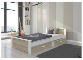 Pat Dormitor ALDEX Cu Sertar Stejar Sonoma/Alb 80x180cm