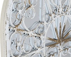 Oglindă de perete din metal alb antichizat în formă de fereastră arcuită, 55×3×103,5 cm, „Ventana"