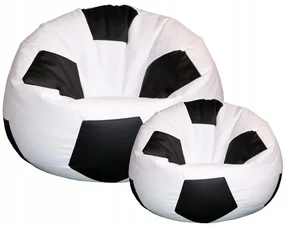 ShopJK Fotoliu puf minge de fotbal cu suport pentru picioare alb negru