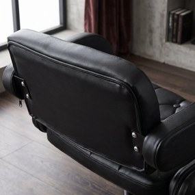 HOMCOM Scaun de Bar cu Spătar și Brațe, Scaun Modern de Bucătărie Rotativ cu Înălțime Reglabilă, 61x50x94-114 cm, Negru | Aosom Romania
