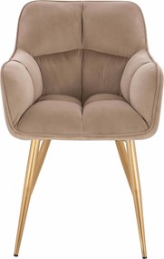 HR550 Scaun Latte Catifea cu Bază Aurie