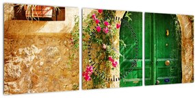 Tablou - Ușă veche (cu ceas) (90x30 cm)